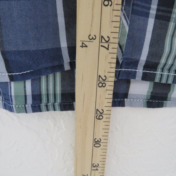 American Rag* Men's Short Sleeve Button Down Curved Hem Pocket Plaid Shirt~Large - Picture 8 of 11